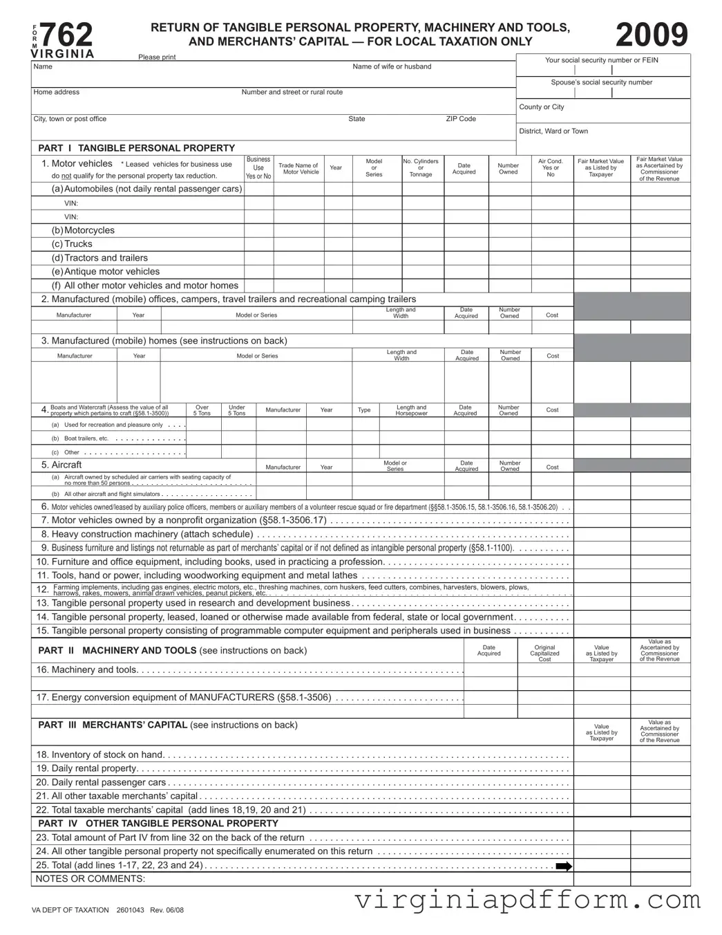762 Virginia Form
