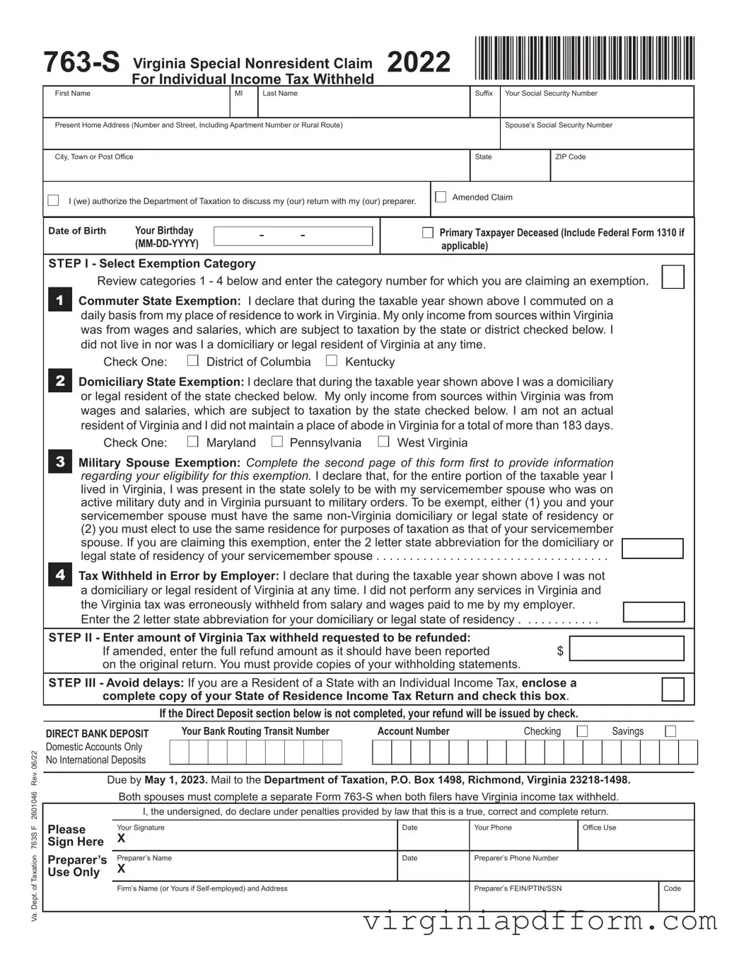 763 S Virginia Form