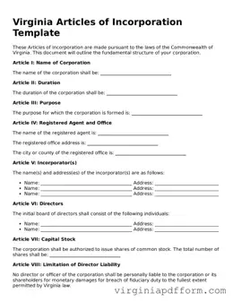 Valid  Articles of Incorporation Template for Virginia