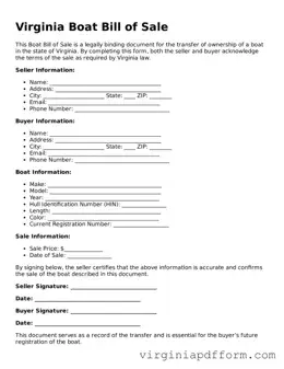 Valid  Boat Bill of Sale Template for Virginia
