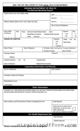 Virginia Epi 1 Form