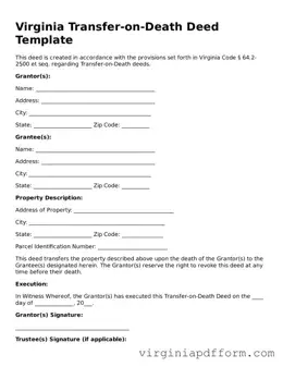 Valid  Transfer-on-Death Deed Template for Virginia