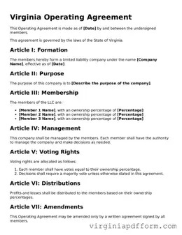 Valid  Operating Agreement Template for Virginia