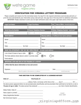 Virginia Lottery Form