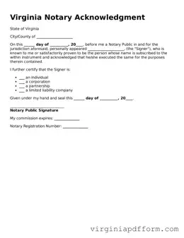 Valid  Notary Acknowledgement Template for Virginia