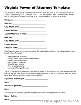 Valid  Power of Attorney Template for Virginia