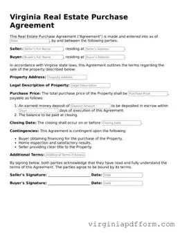 Valid  Real Estate Purchase Agreement Template for Virginia