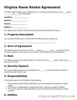 Valid  Room Rental Agreement Template for Virginia