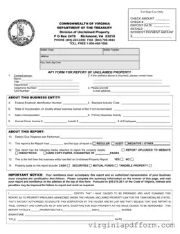 Virginia Unclaimed Property Form