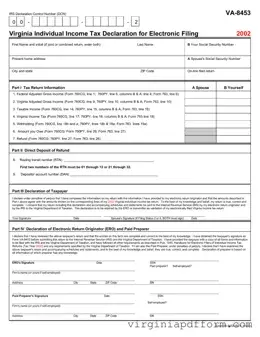 Virginia Va 8453 Form