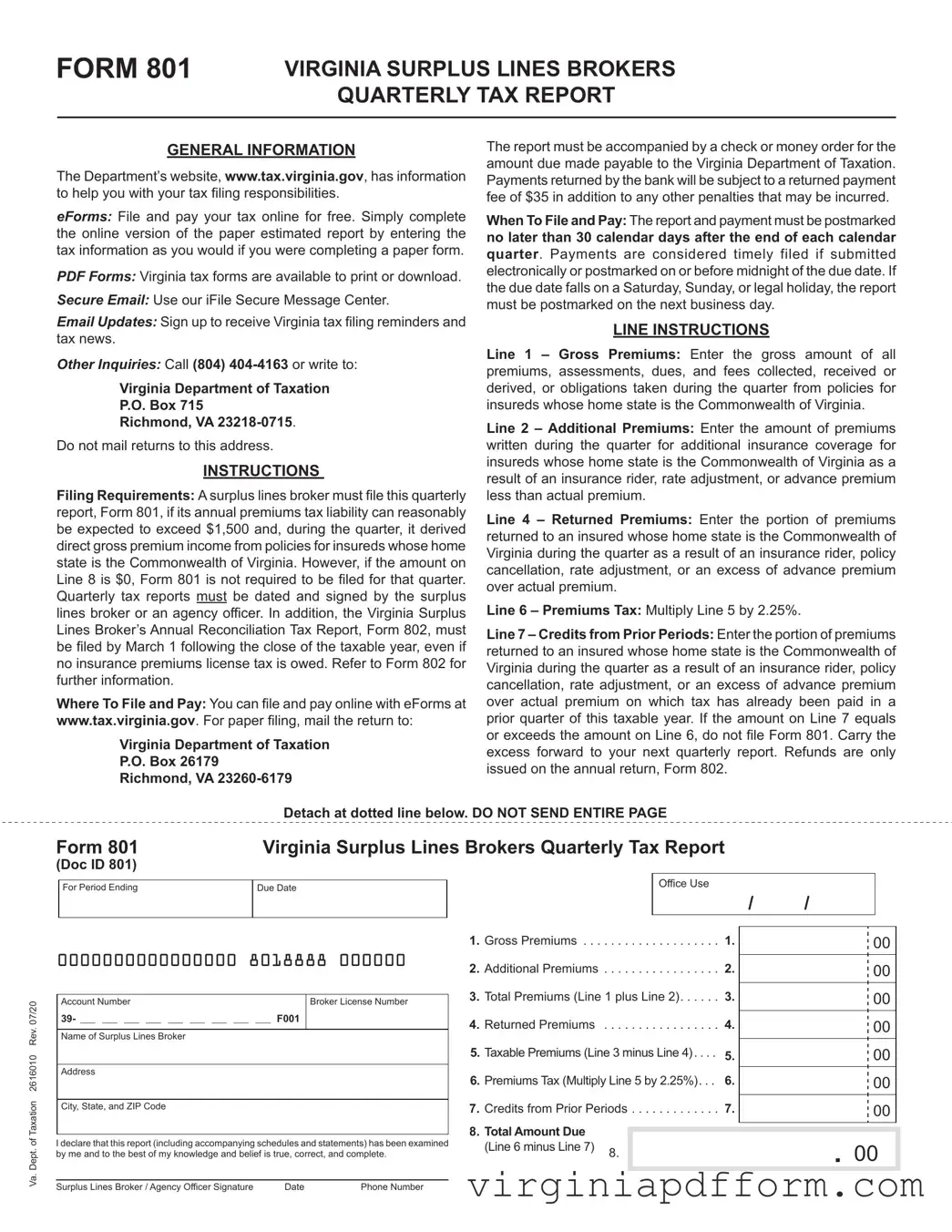 Virginia 801 Form