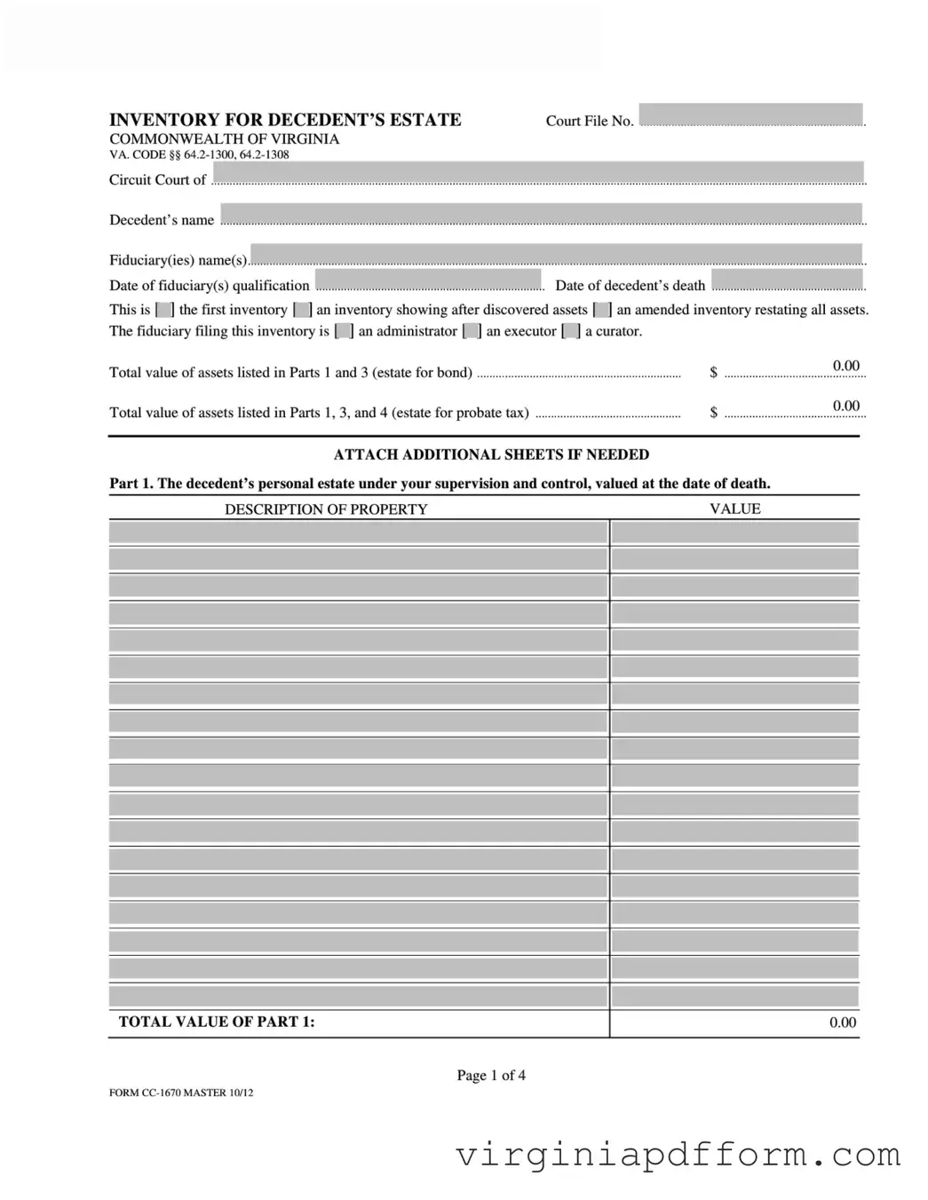 Virginia Estate Cc 1670 Form