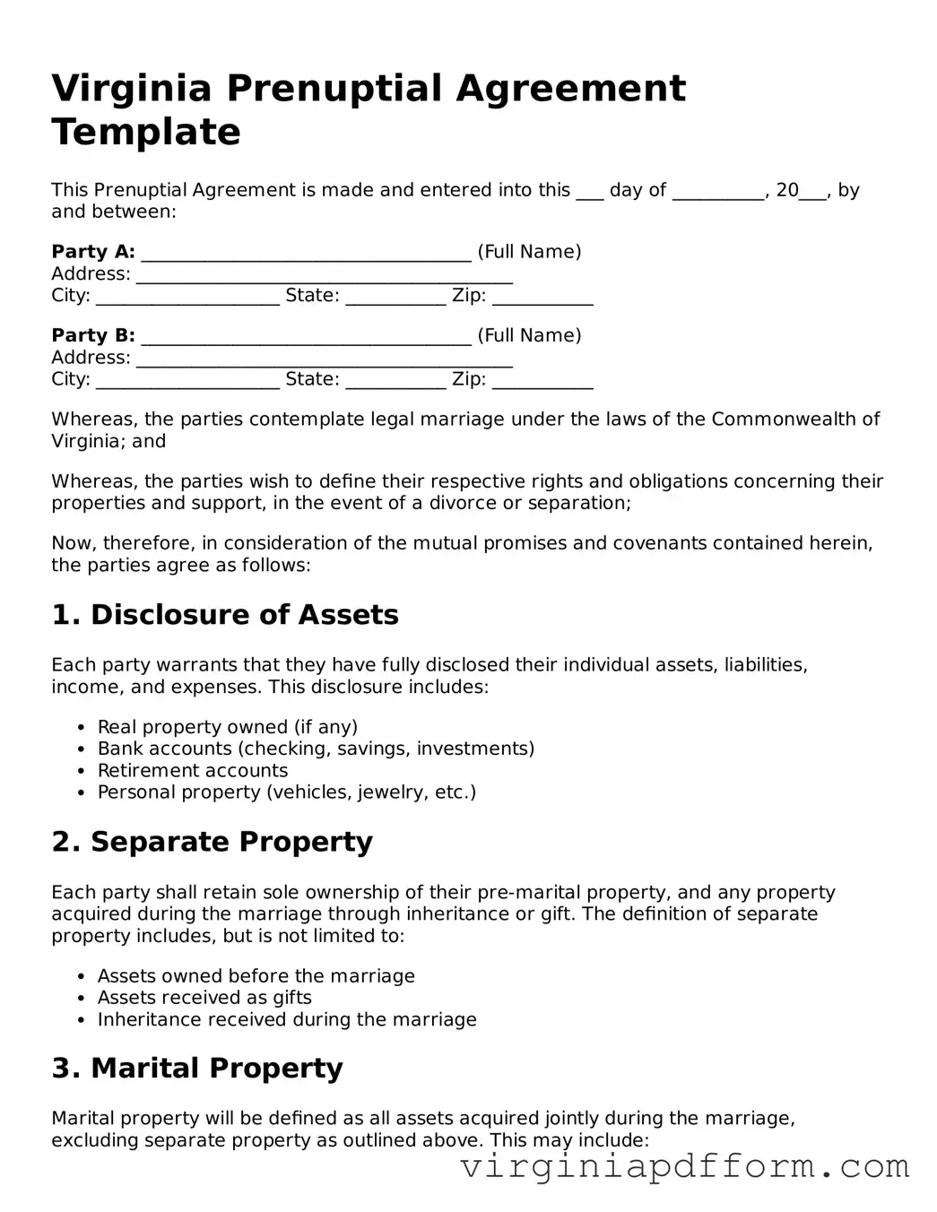 Valid  Prenuptial Agreement Template for Virginia