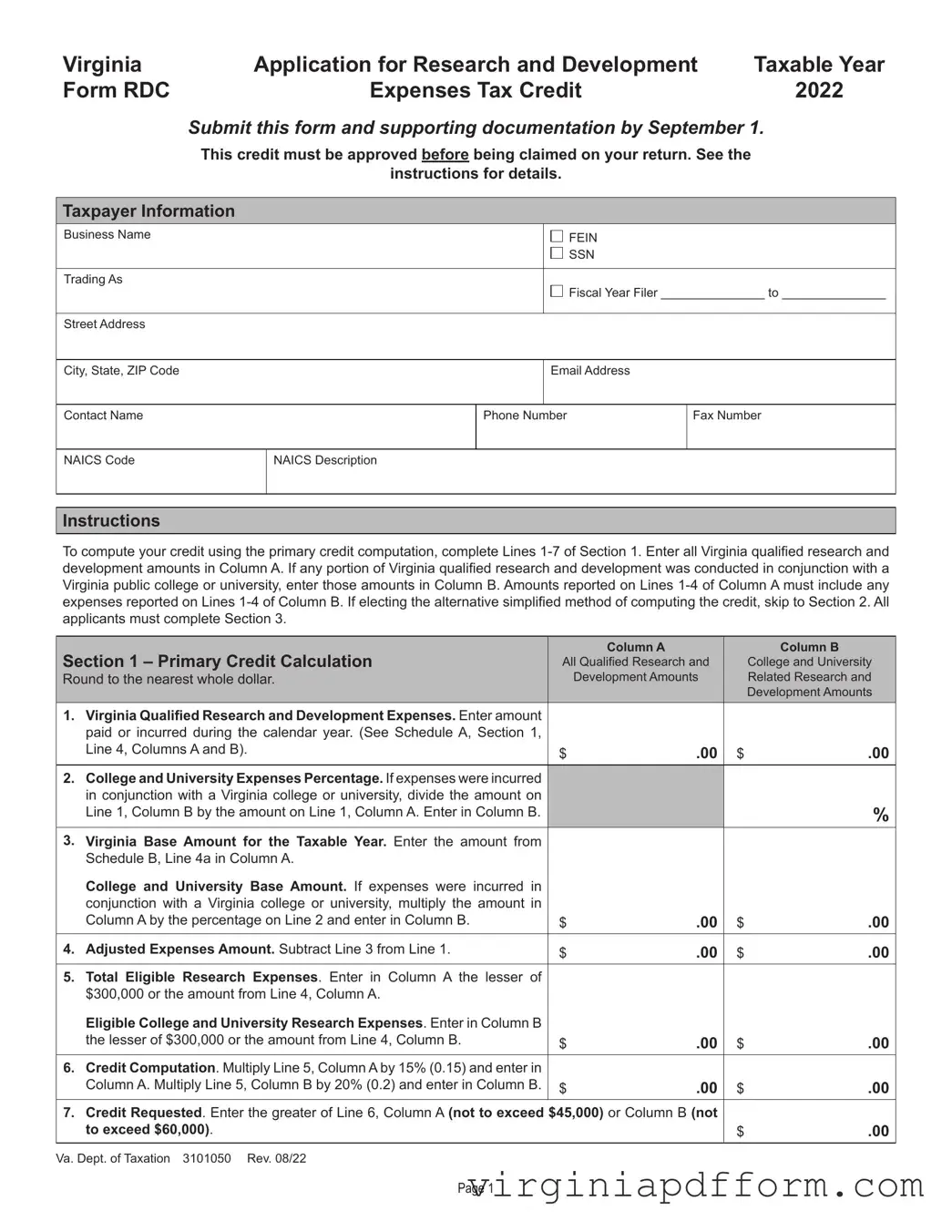 Virginia Rdc Form