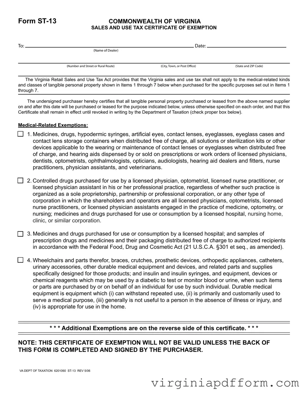 Virginia St 13 Form