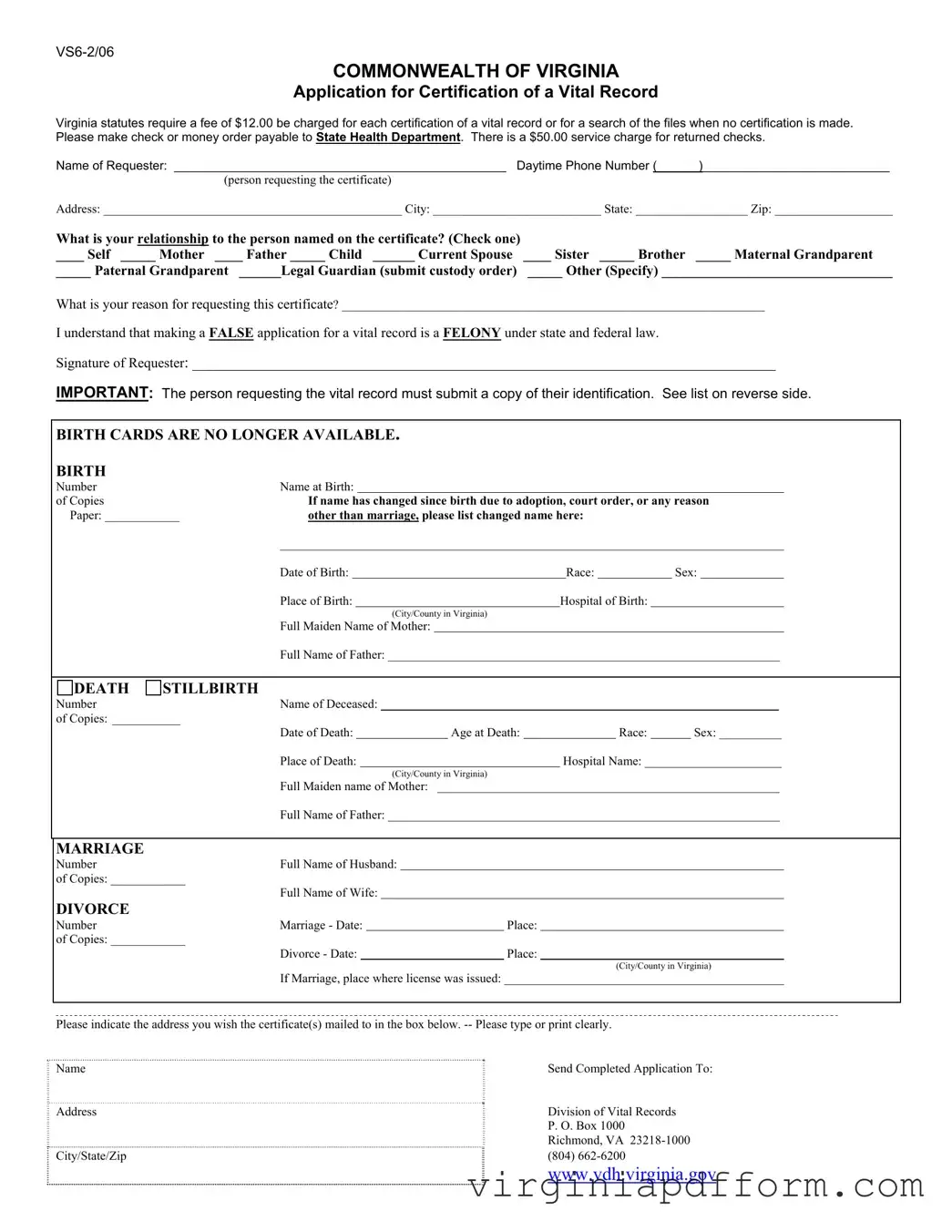 Vs 6 Virginia Form